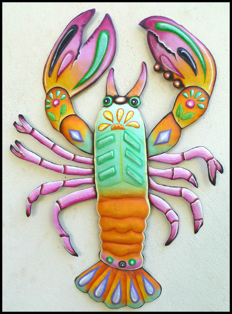 Lobster - Painted metal wall hanging